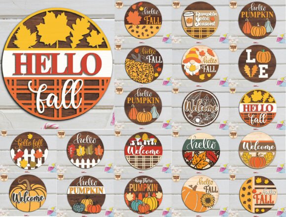 Download Fall Door Hanger SVG Bundle 18 Design - Fall door hanger Collection