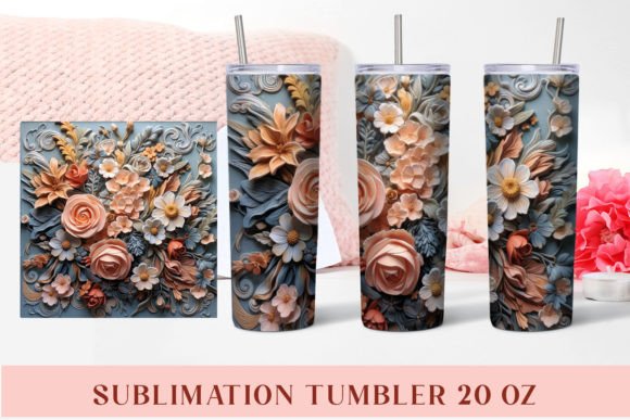 Download 3d Flower Sublimation Tumbler Wrap - Sub Collection