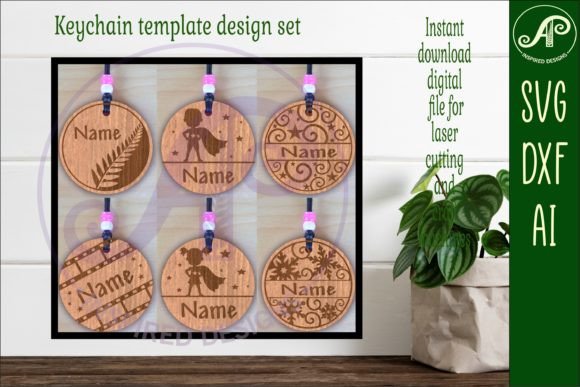 Download 6 Bag Tag Design Set 3 Keychain DIGITAL - Bag tag design Collection