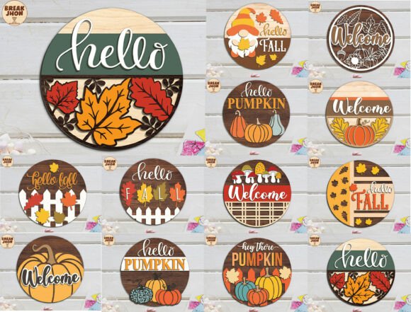 Download Fall Door Hanger SVG Bundle 12 Design - Fall door hanger Collection