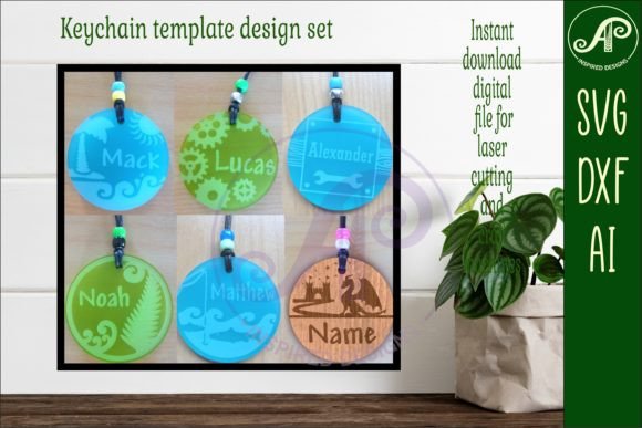 Download 6 Bag Tag Design Set 2 Keychain DIGITAL - Bag tag design Collection