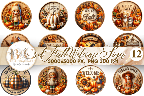 Download 3D Fall Welcome Sign Autumn Sublimation - Sub Collection