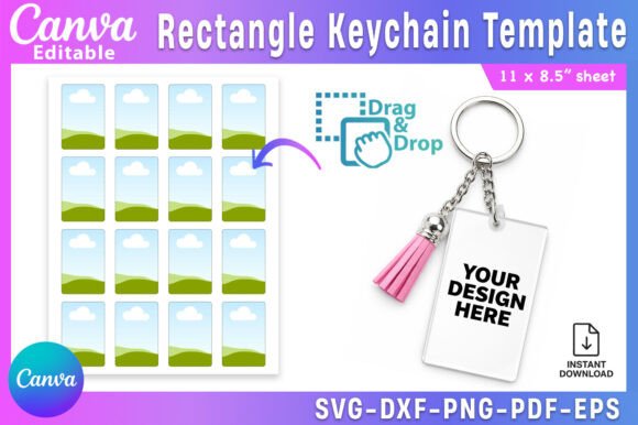 Download Rectangle Keychain Template, 1.6" X 2.4" - Keychain template Collection